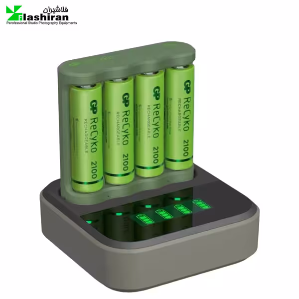 شارژر باتری جی پی مدل B421 ReCyko به همراه 4 عدد باتری قلمی