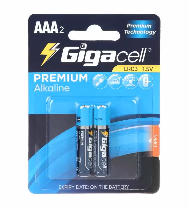 باتری نیم قلمی گیگاسل مدل Premium Alkaline LR03 بسته 2 عددی