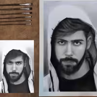 طراحی و نقاشی چهره به سبک سیاه قلم بصورت سفارش سایز  A3