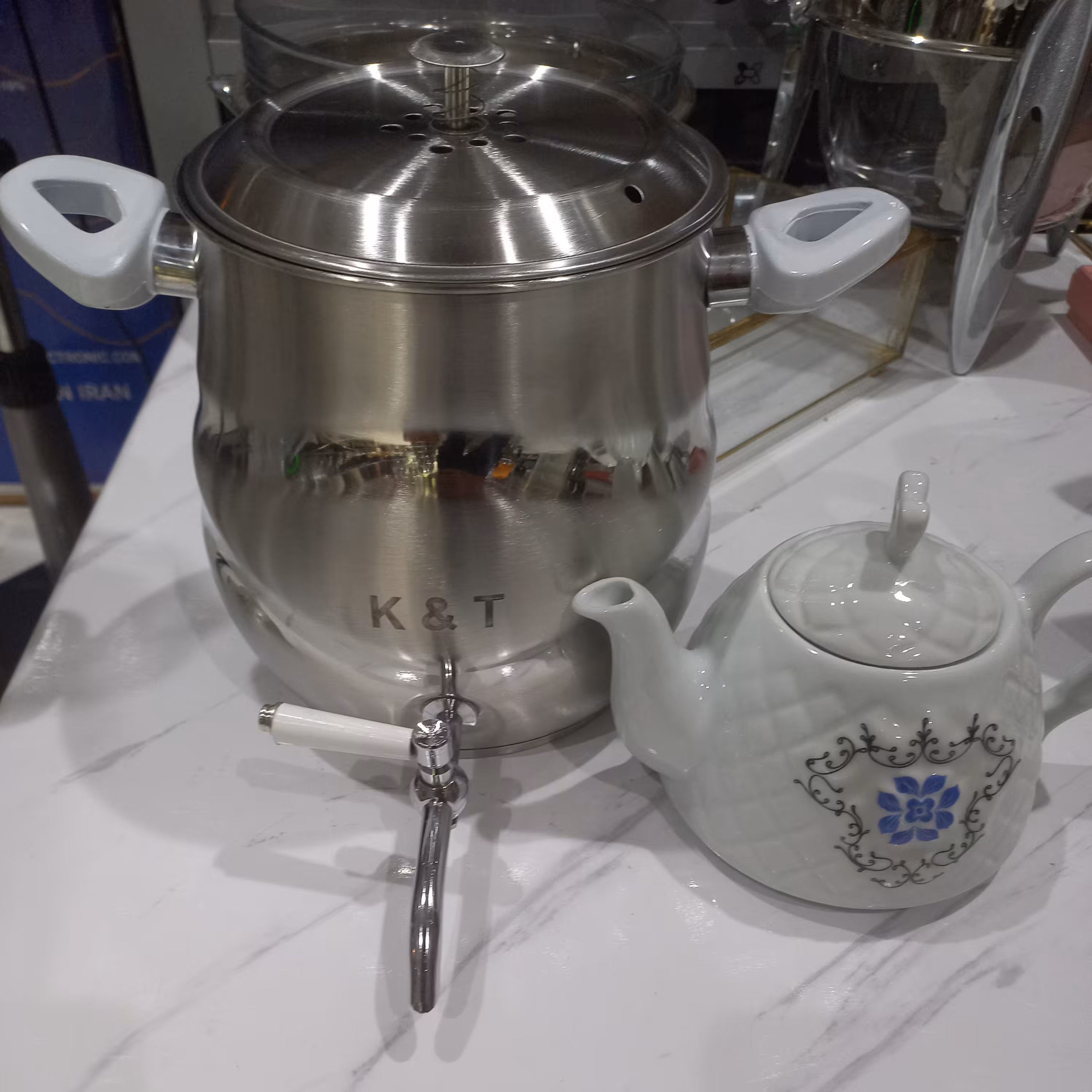 کتری قوری شیردار  کف چدن ورق زخیم کی ان تی دسته ها ناسوز 