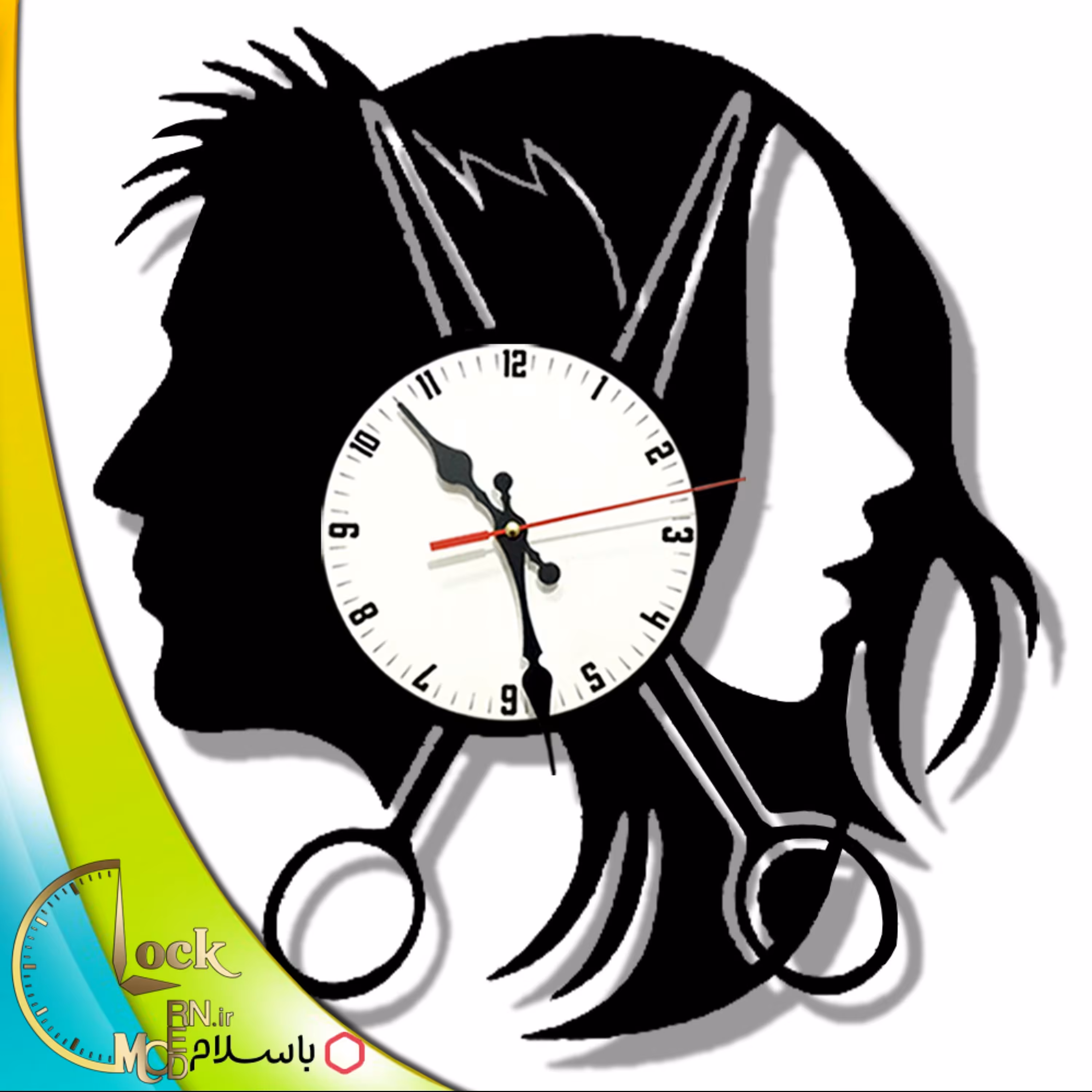 ساعت دیواری طرح پیرایش مردانه و زنانه کد 452