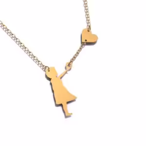 گردنبند نقره طرح دخترک وقلب