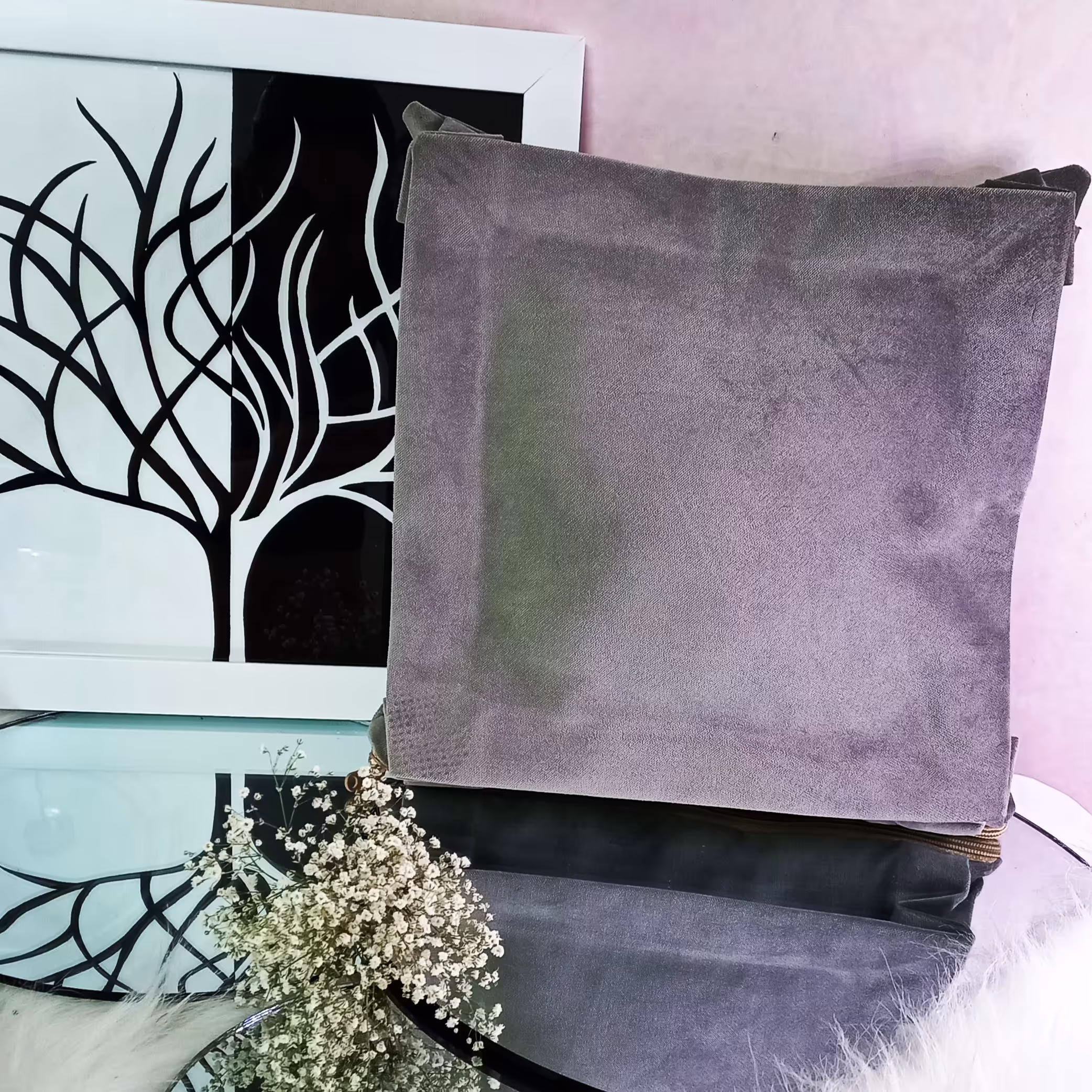 کوسن مخمل طرح نگین در سایز های 40 در 40 و 45 در 45 