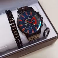 ست ساعت مردانه با دستبند کارتیر و انگشتر مشکی ارسال رایگان 