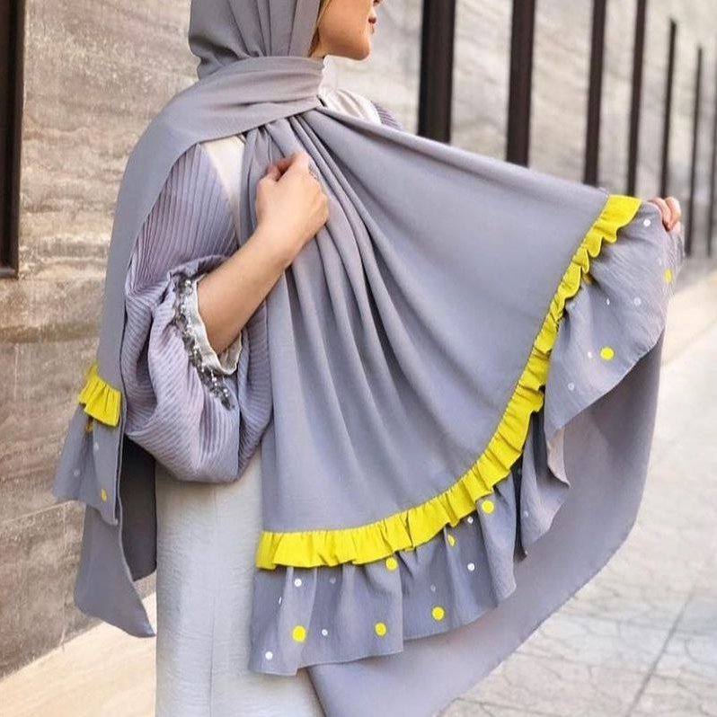 شال زنانه طوسی ابروبادی با سرخور شیک و فوق العاده