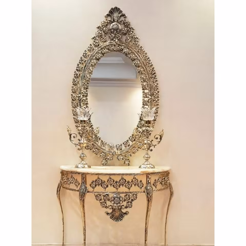 آیینه کنسول تمام برنز مدل یاس باضمانت لاکچری 