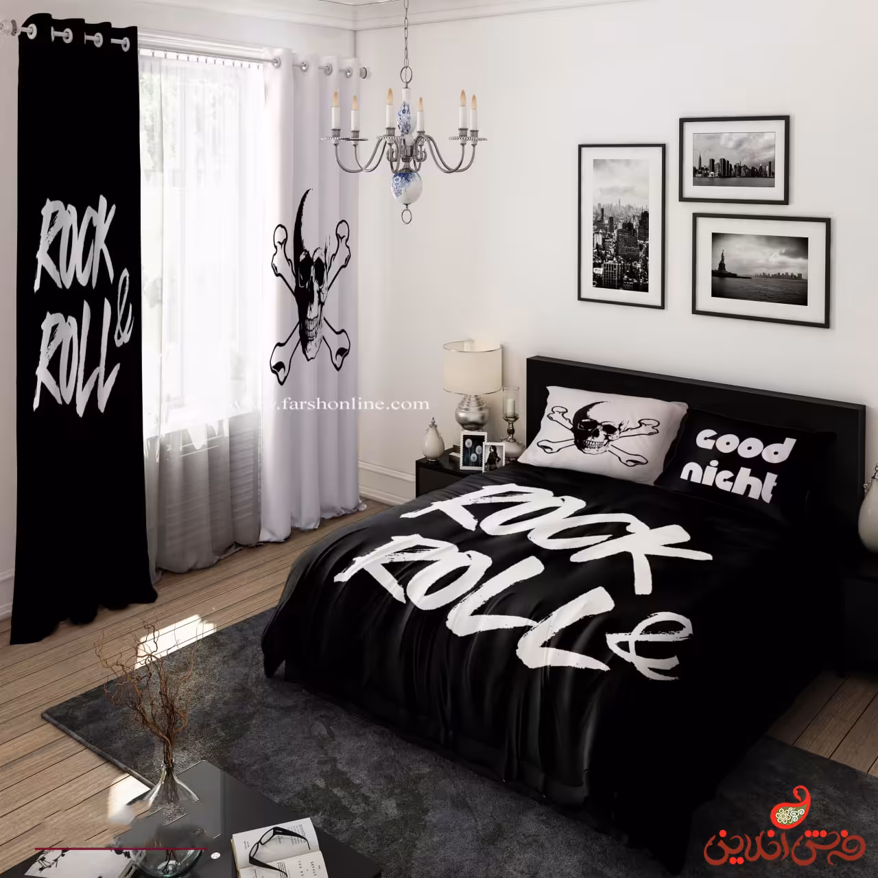 پرده 2 عددی کد 15665/1 طرح راک اند رول