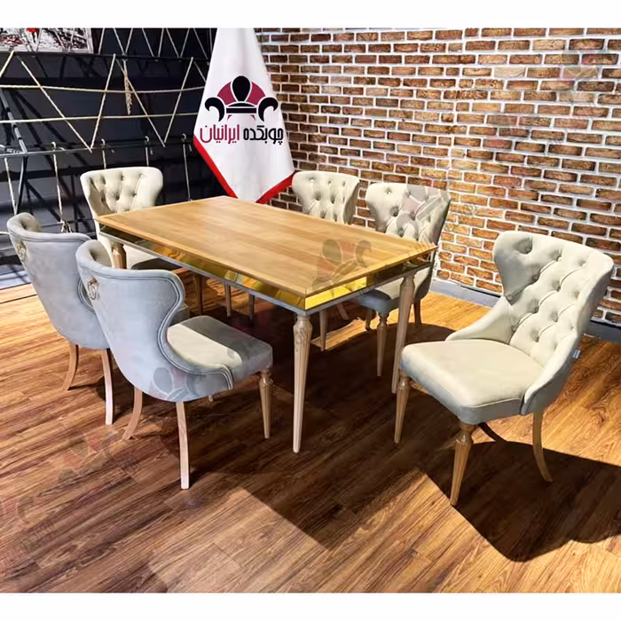 میز ناهار خوری 6 نفره چستر آینه ای مدل رونسا