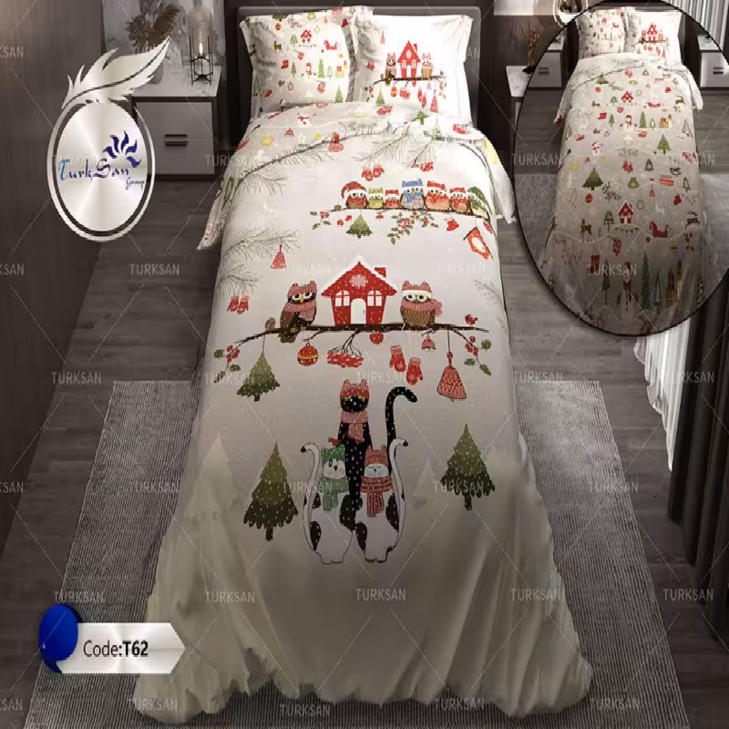 سرویس روتختی ترکسان کد T-62 یکنفره 4 تکه دو رو 