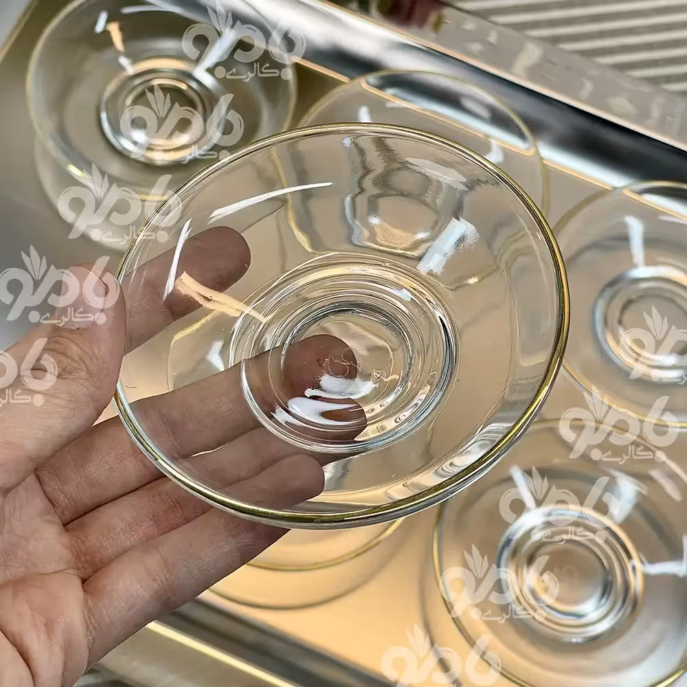 نعلبکی شیشه ای لب طلا کاهی پاشاباغچه