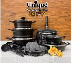 سرویس 11 پارچه مشکی کلاسیک یونیک مدل  UN-7702