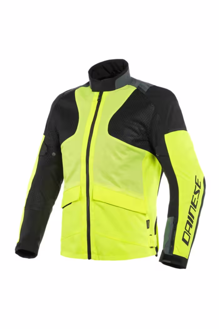 کاپشن موتورسوار مردانه و زنانه موتور Air Tourer Fluo Yellow Ebony مشکی کت نساجی داینس Dainese