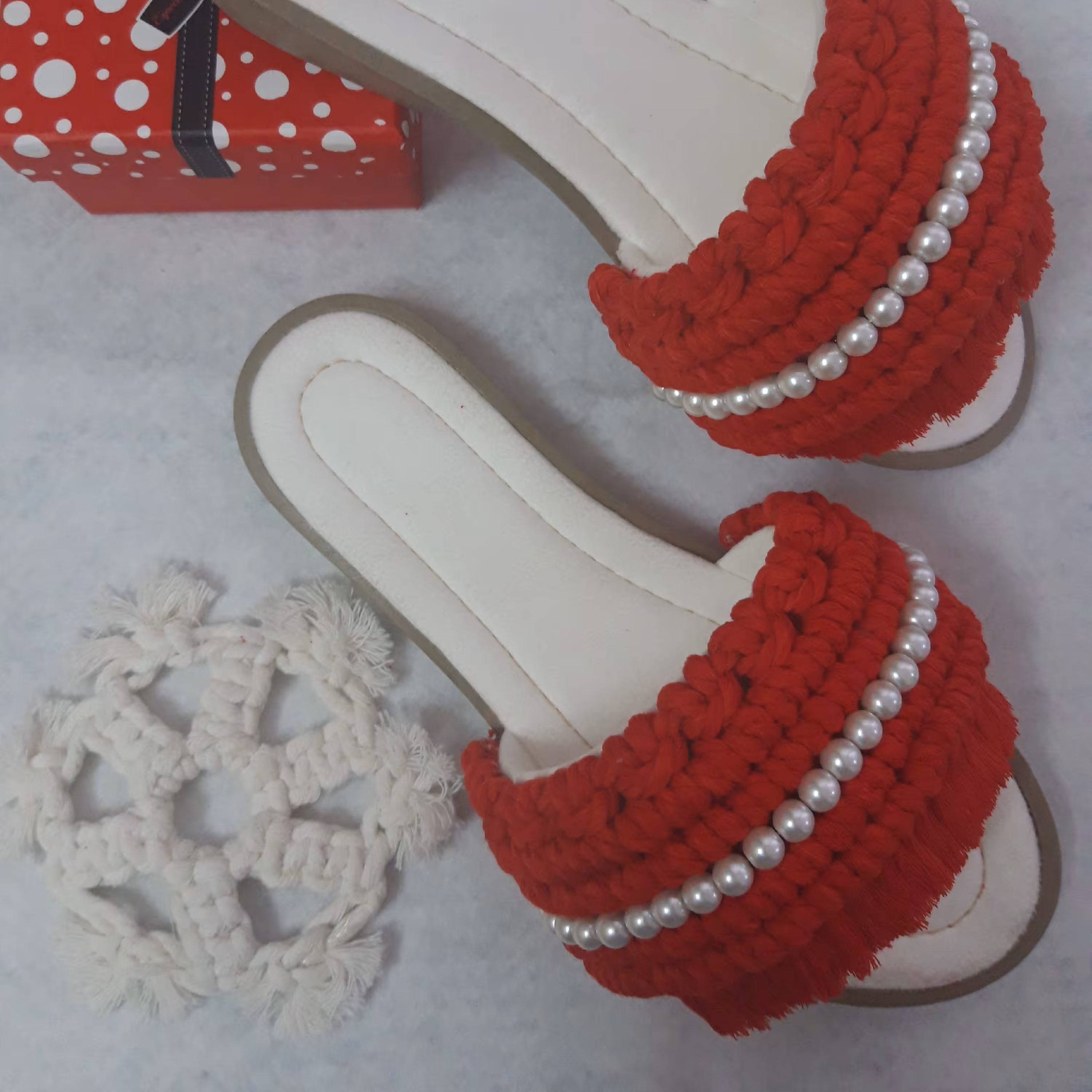 صندل مکرومه بافی مروارید بهارنارنج 