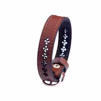 دستبند پلاک خور با چرم طبیعی