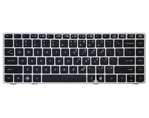 کیبورد لپ تاپ اچ پی مدل EliteBook 8460B 6460B مشکی بدون ماوس با فریم نقره ای