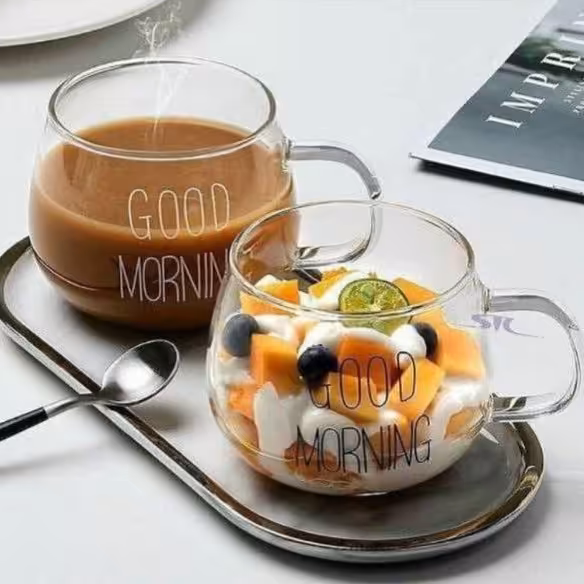 لیوان پیرکس Good morning حجم 250 میل یک عددی کد پسرخاله با ارسال رایگان