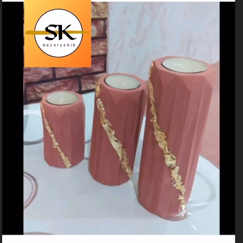 جاشمعی 3تیکه طلا کوب  با3تاشمع