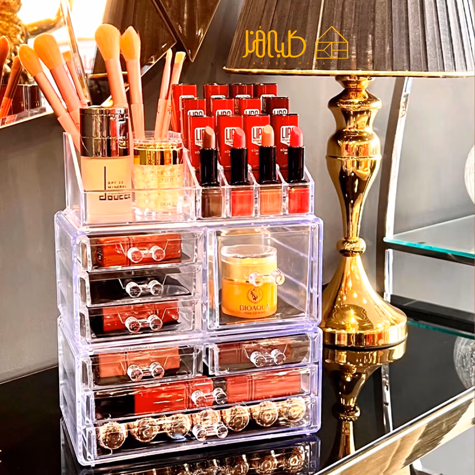 استند آرایشی 8 کشو رویه ساده