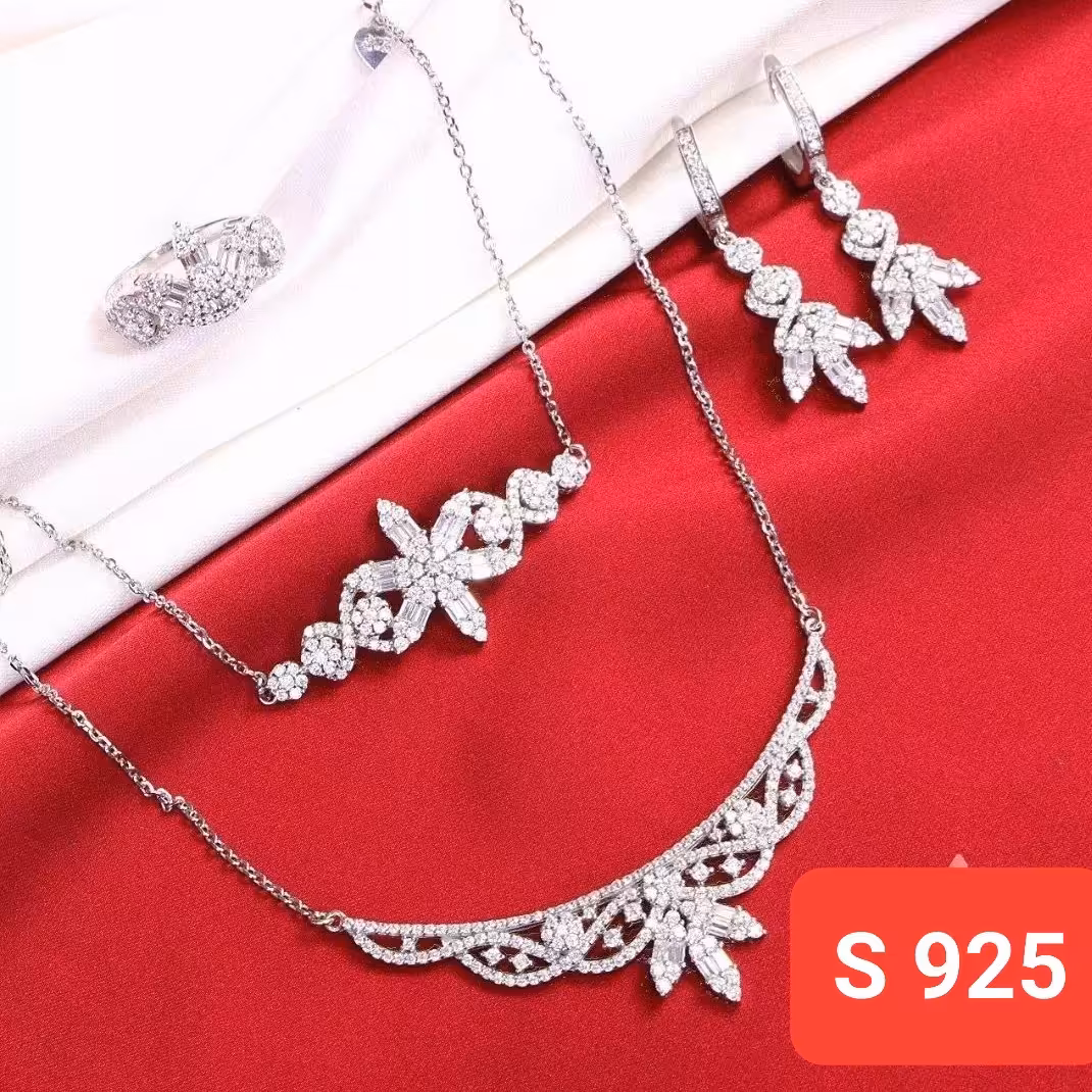 سرویس نقره امرالد خاص میکرو بسیار شیک با عیار 925 و آبکاری طلاسفید