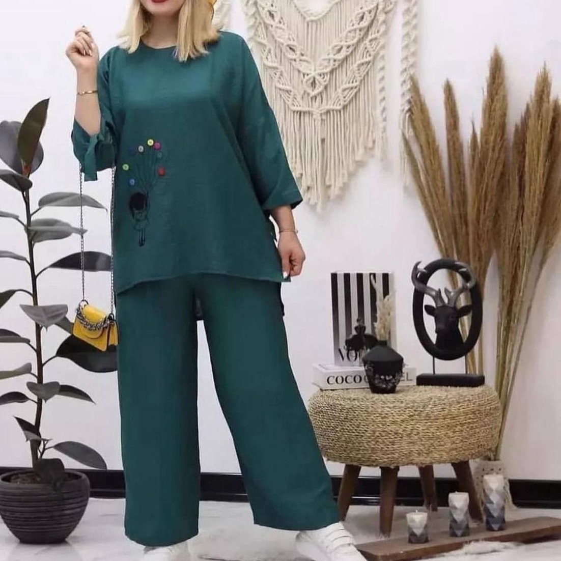 بلوز شلوار زنانه ارسال رایگان ست بلوز وشلوار شیک دخترانه بلوز شلوار ابروبادی با طرح بادکنک لباس مجلسی شیک لباس پوشیده شی