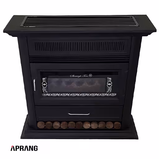 بخاری گازی شارق توس مدل اهورا طرح شومینه 220 - مشکی