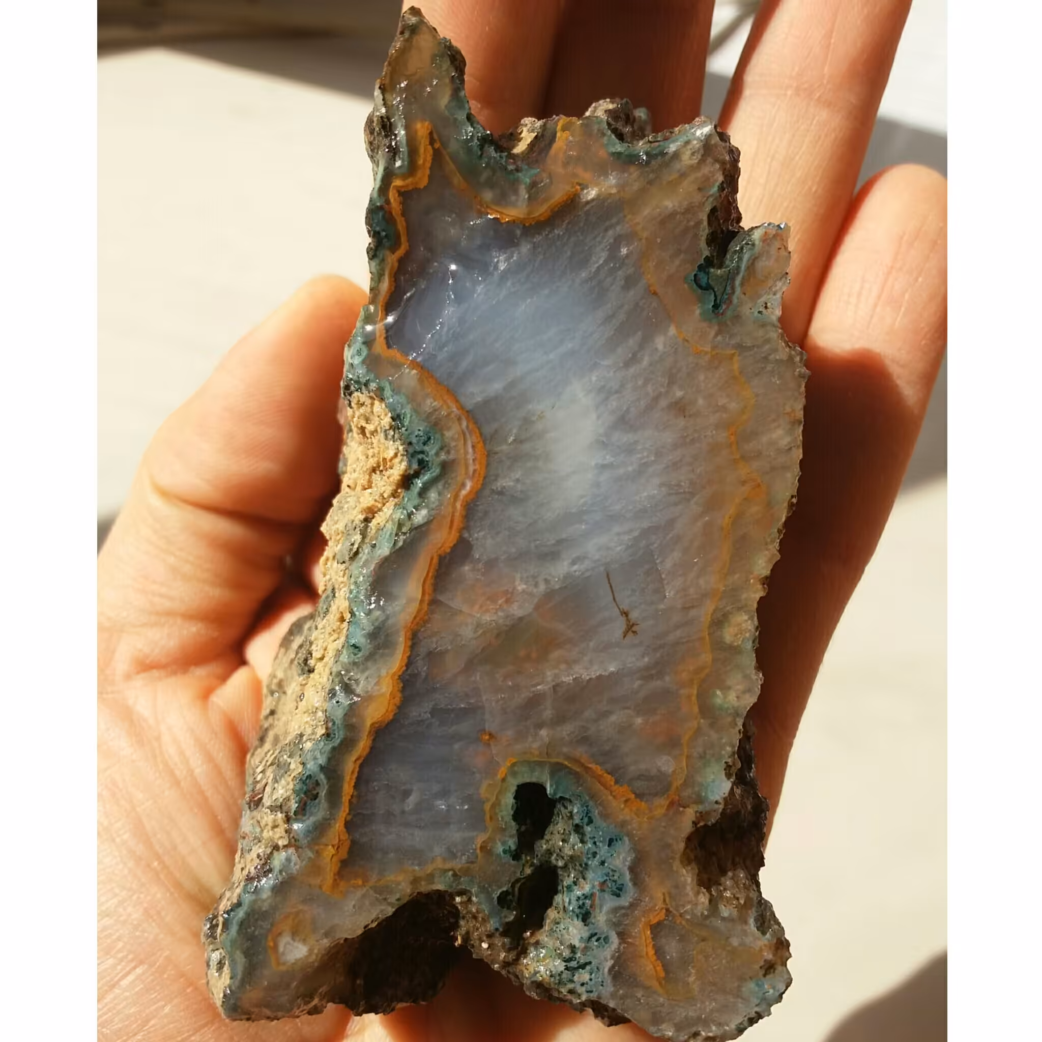 اسلایس سنگ راف عقیق رنگی قاصدک دار محشررر شاهکار خلقت 100درصد طبیعی زیبااا