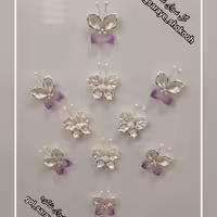 پروانه های کریستالی مگنتی، دو مدل رز و شقایق، رنگ صدفی-لب طلایی زیبا و یاسی، مجموعه 10 عددی.