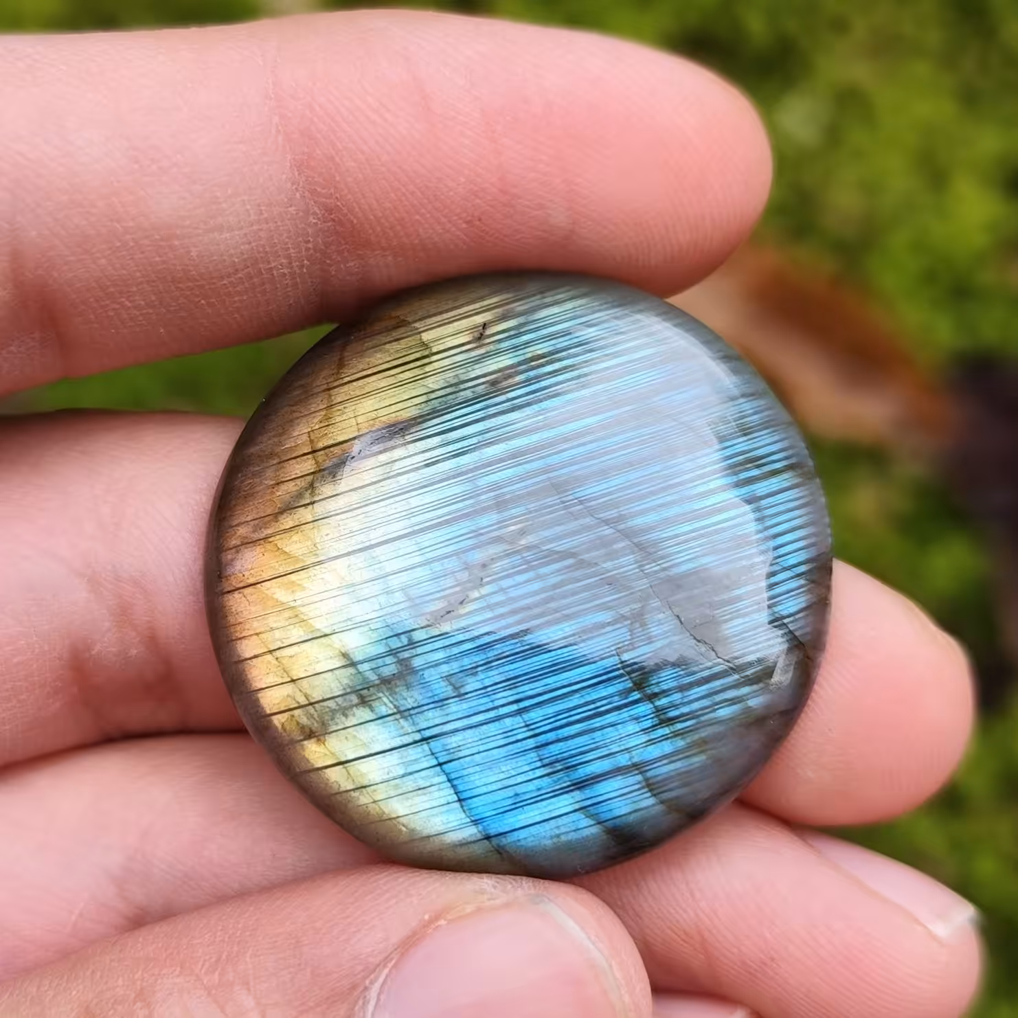 نگین سنگ لابرادوریت نواری رنگین کمانی  بسیار کمیاب کد 175