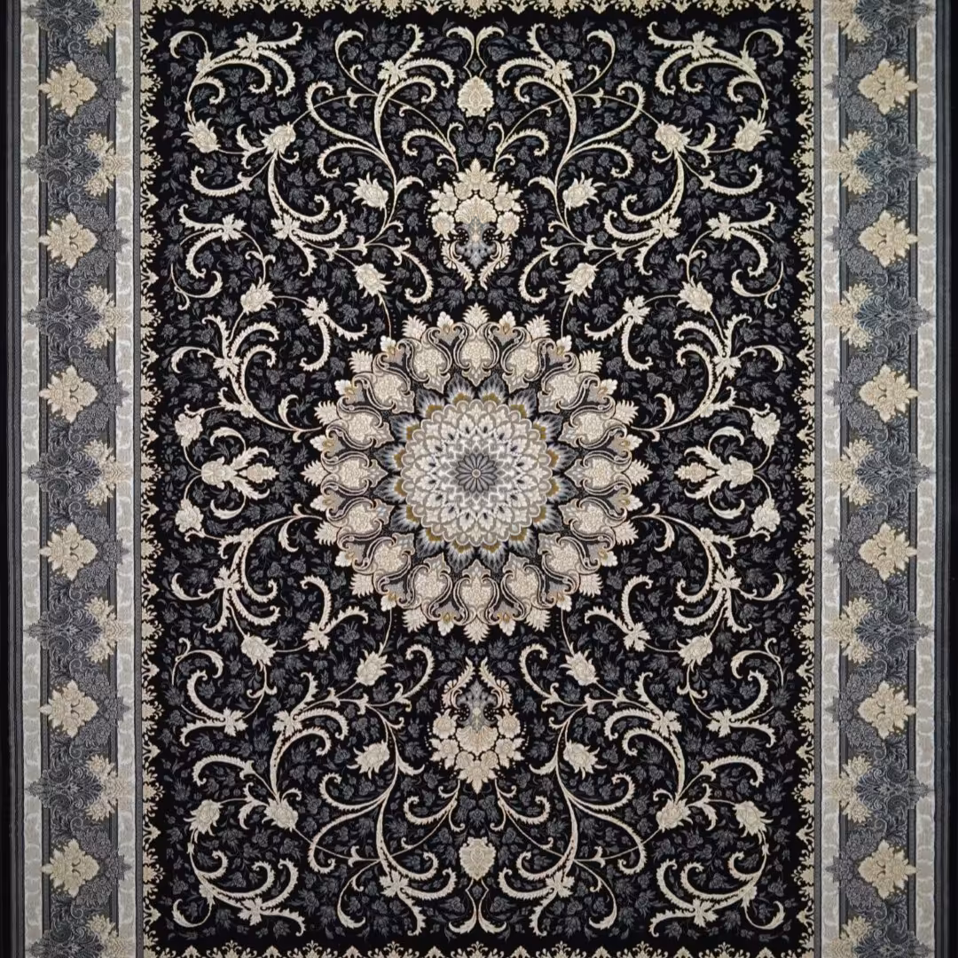 فرش 700 شانه اکرولیک   12 متری  طرح تلناز سرمه ای