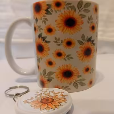 ماگ و جاسوییچی ست طرح آفتابگردان