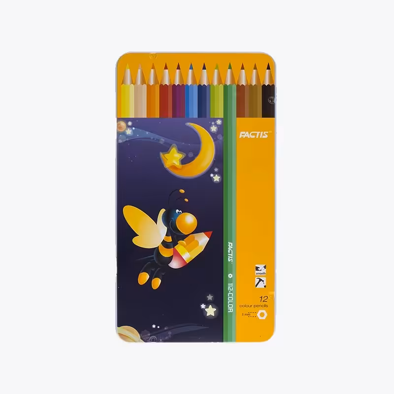 مداد رنگی 12 رنگ جعبه فلزی فکتیس مدل factis F07112012