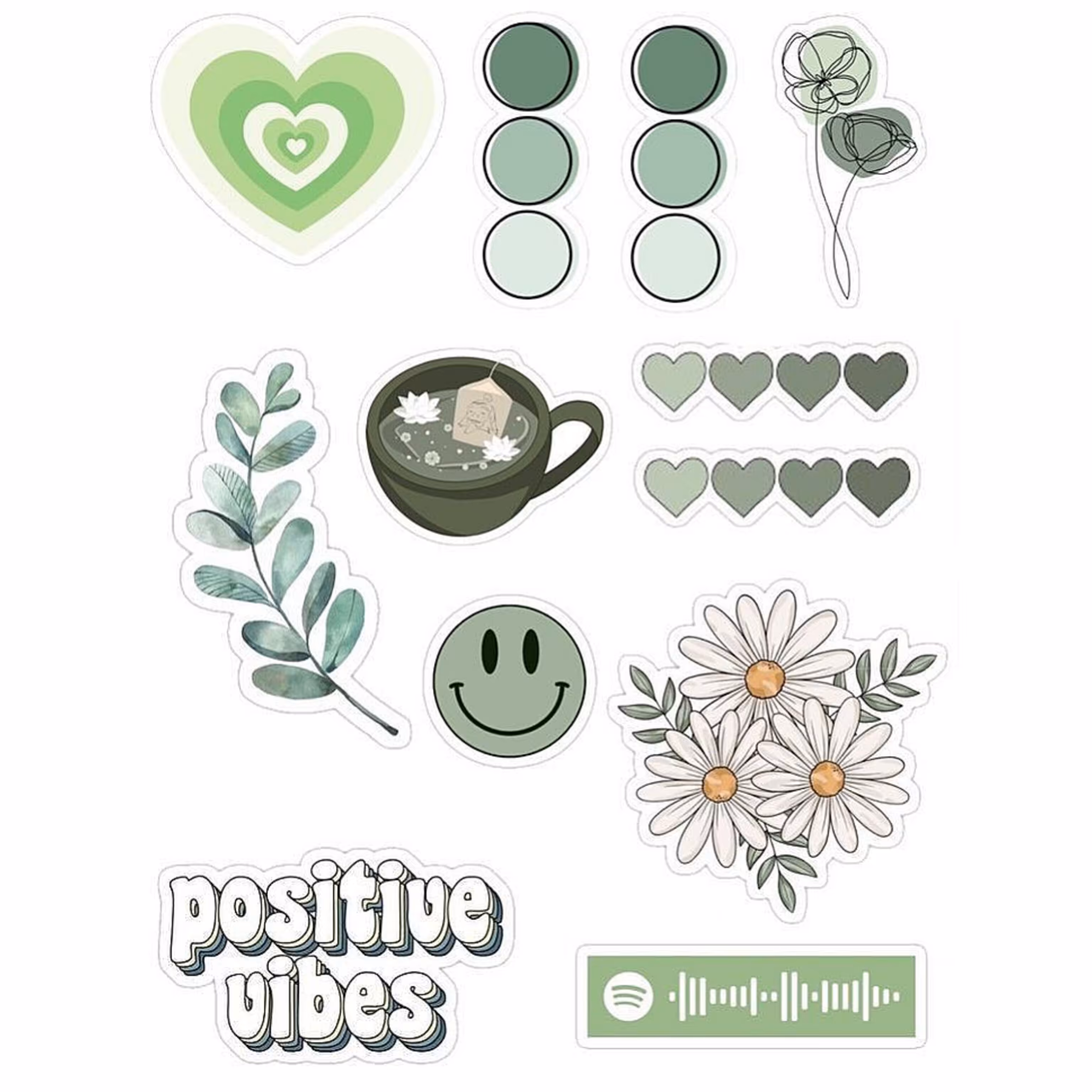 پک 12 عددی استیکر سبز