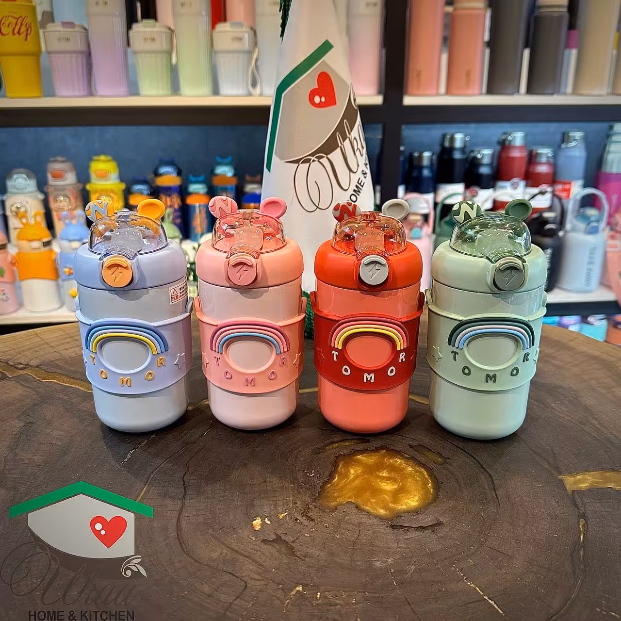 فلاسک kuromi استیل 316 بند دار نی دار حجم 430 میل 