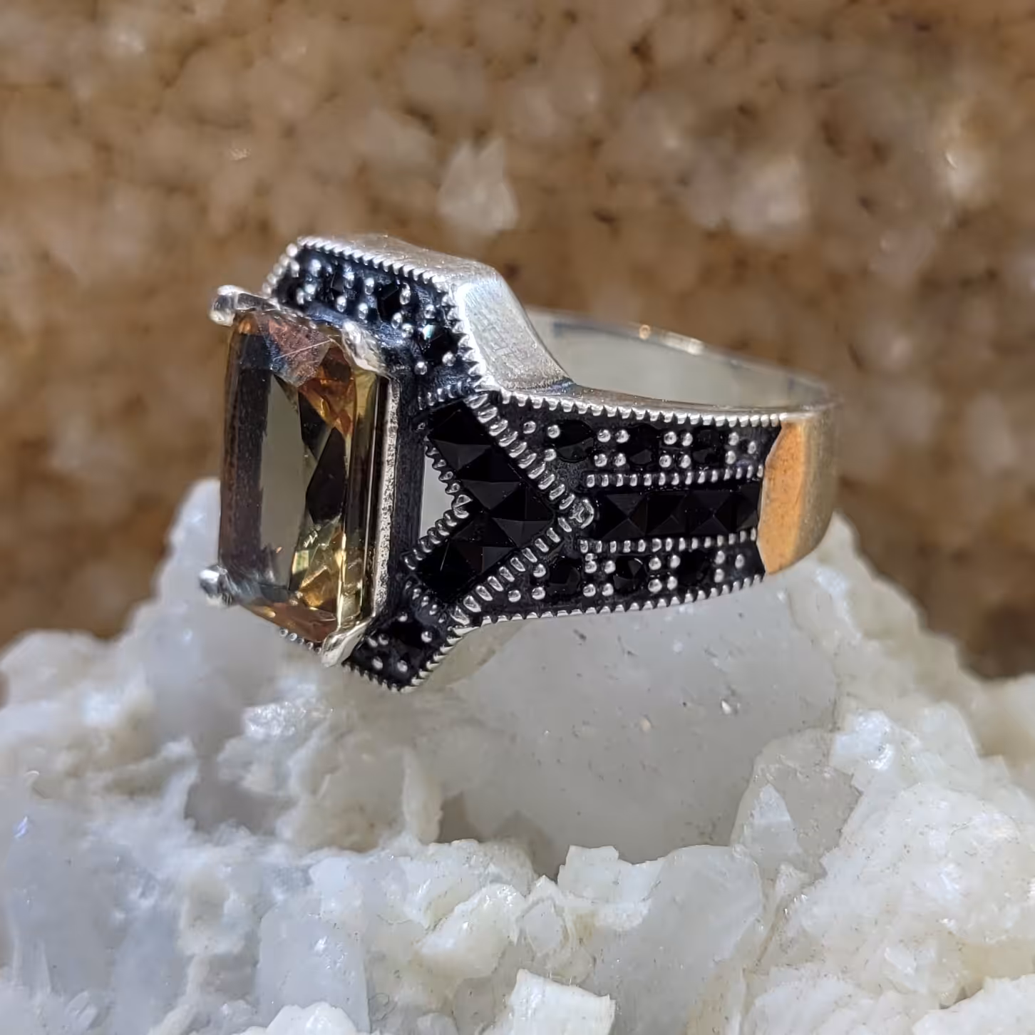 انگشترالکساندریت نقره اسپورت مربع