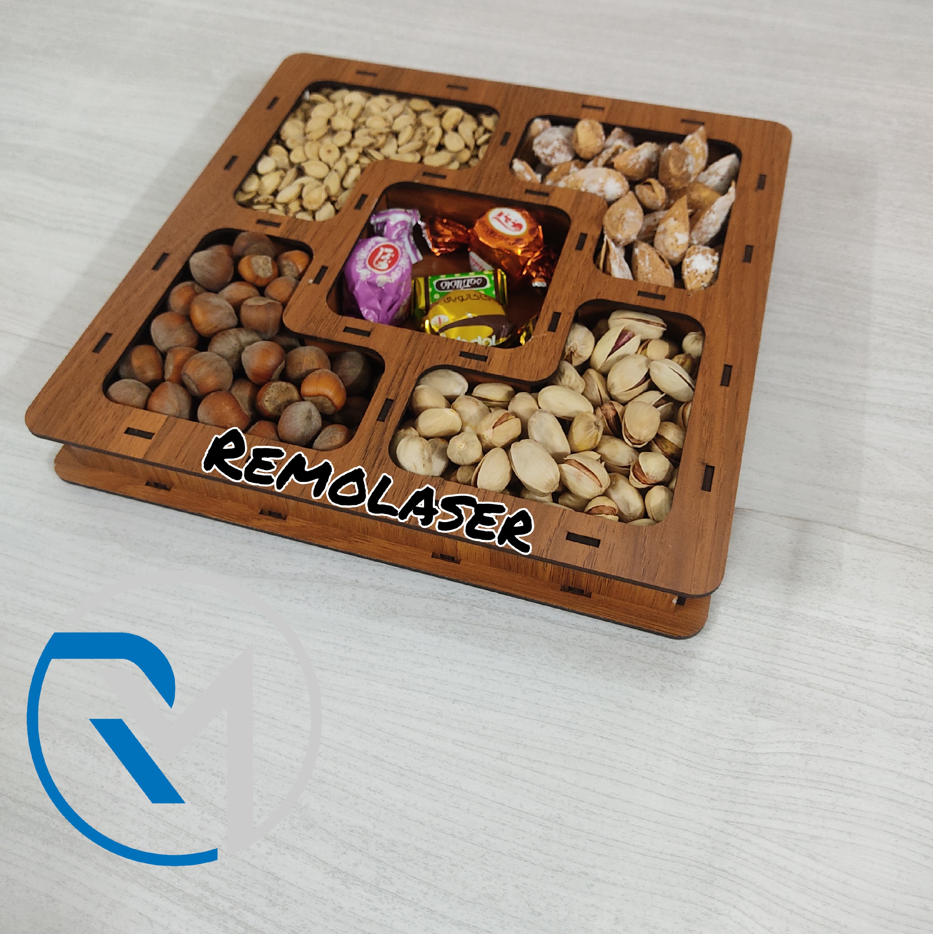 جعبه تی بگ آجیل و پذیرایی چوبی