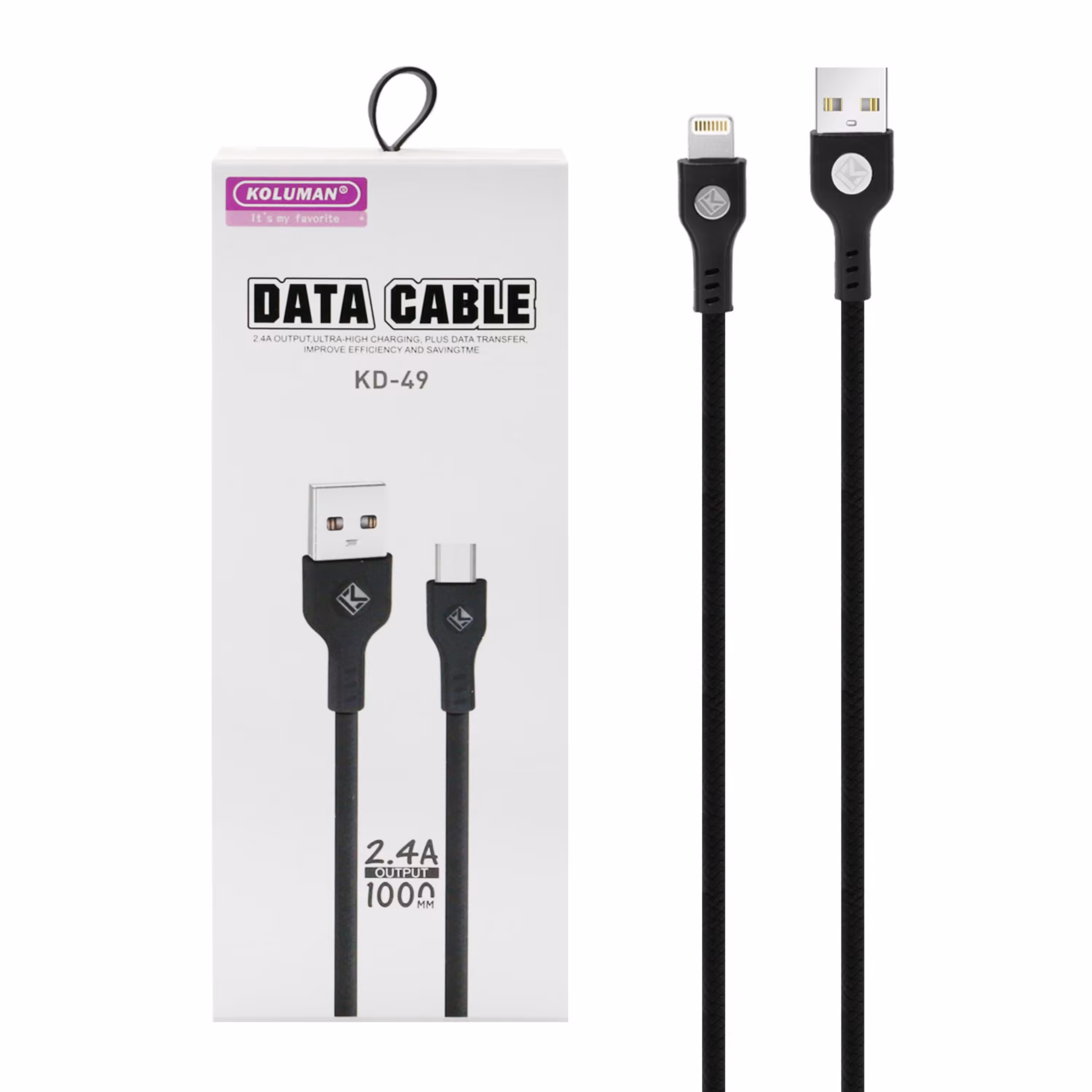 کابل شارژ لایتنینگ کلومن مدل KD-49 با گارانتی 6 ماهه