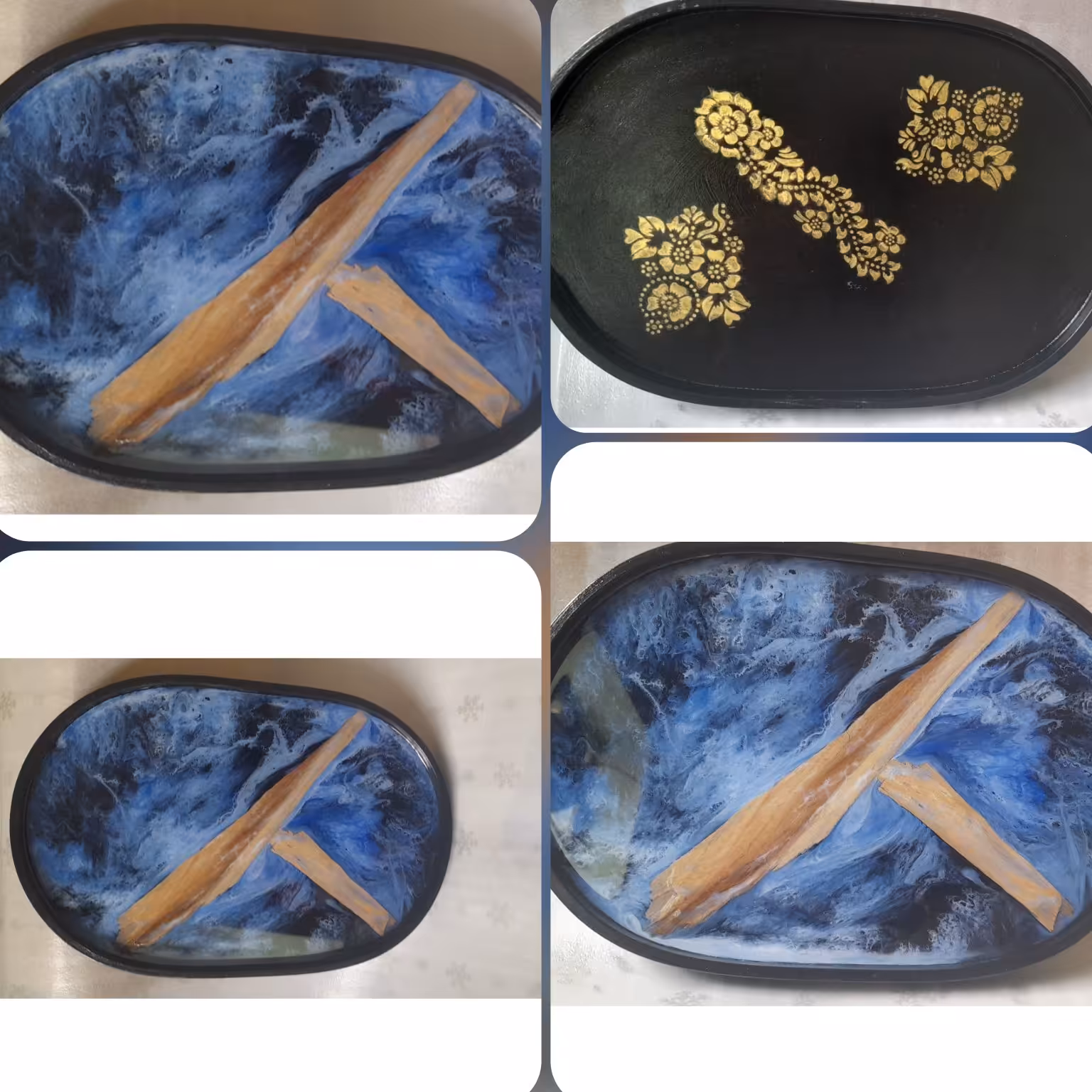 سینی دستساز چوب رزین -تک طرح -دو طرفه که از هر سمت قابل استفاده هست -قابل شستشو وآب گریز