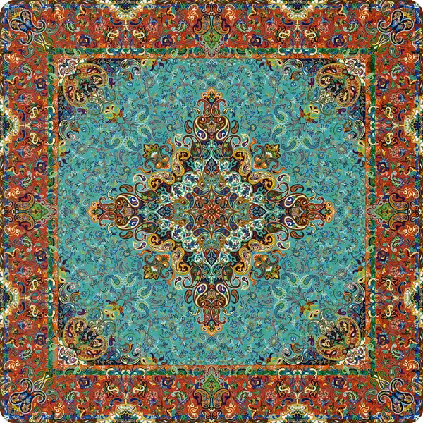 رومیزی ترمه  یک متر در یک متر ابریشمی طرح سورنا برند حسینی