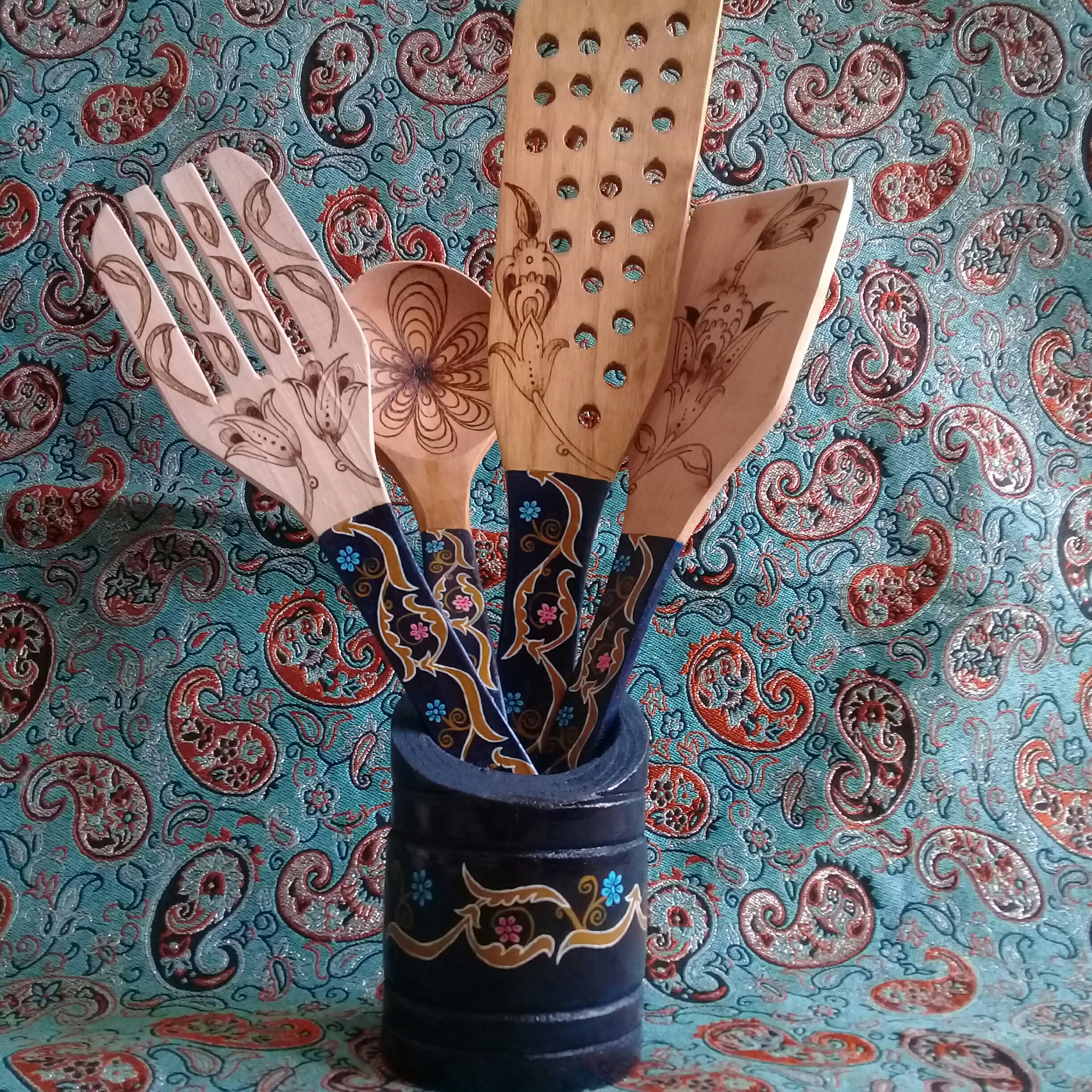 ست کفگیر ملاقه چوبی