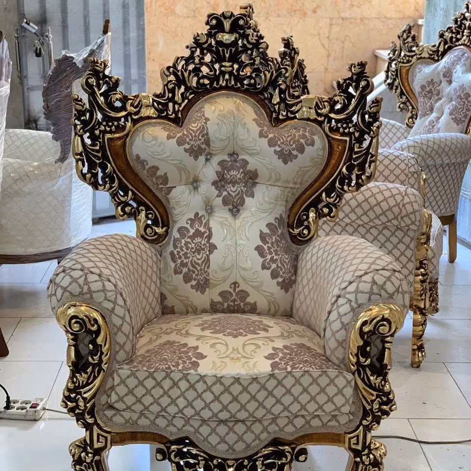 مبل استیل شیک ازچوب تمام گردو با بهترین کیفیت وبه انتخاب رنگ وپارچه (9نفره )