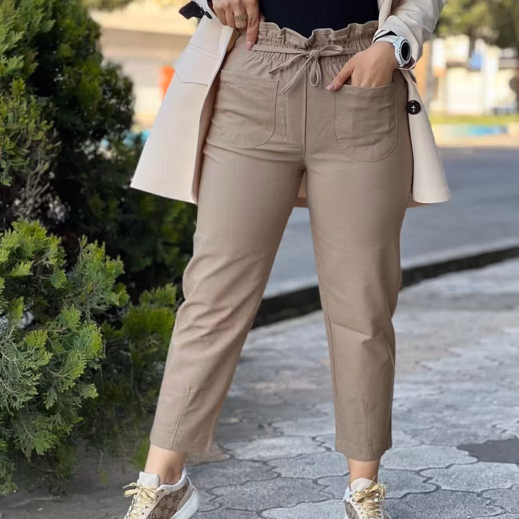 شلوار مام ساده جین کاغذی گرم بالا فری سایز تا 46 دررنگبندی