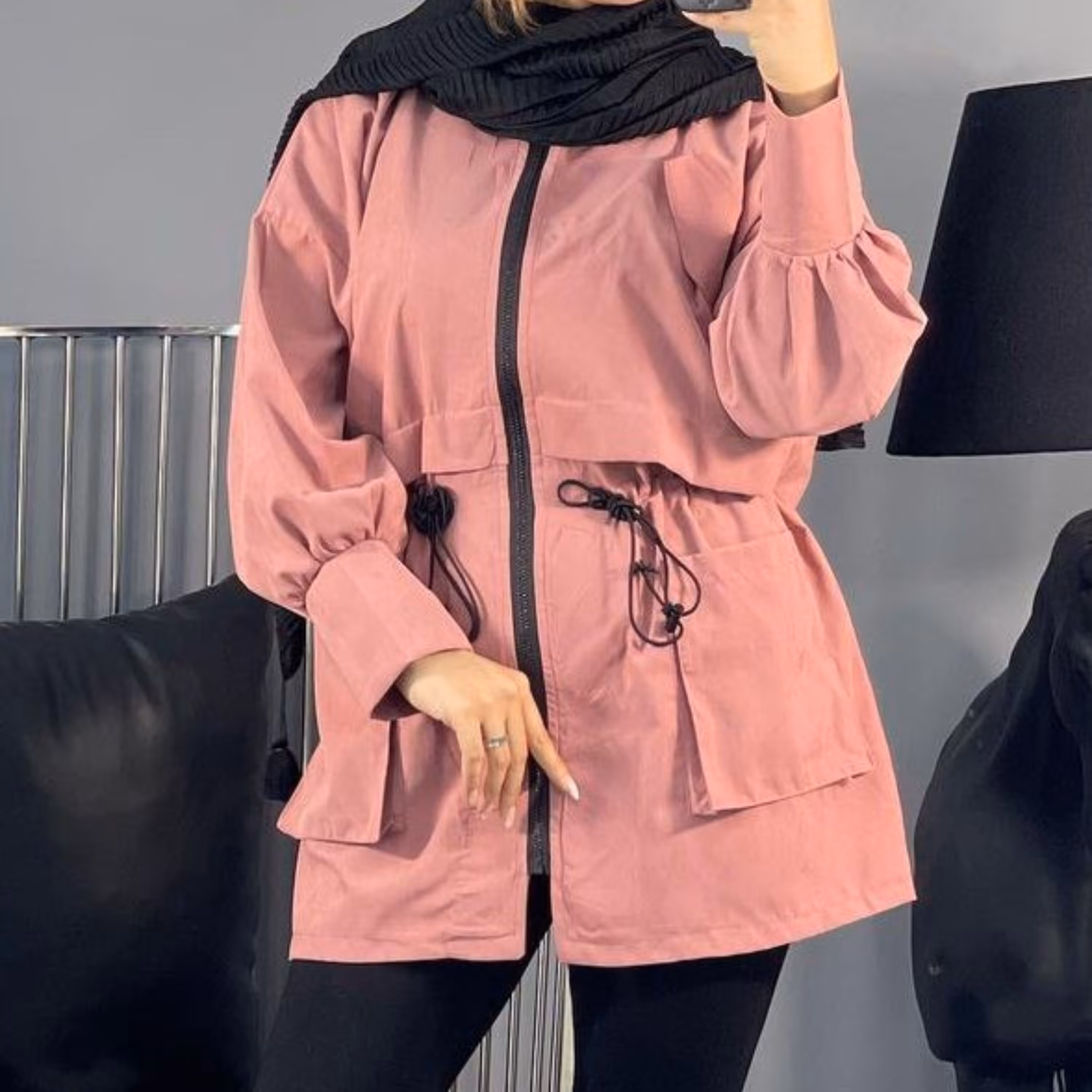 مانتو دلوین جنس میکرو میله ای ضخیم با چروکی خیلی کم