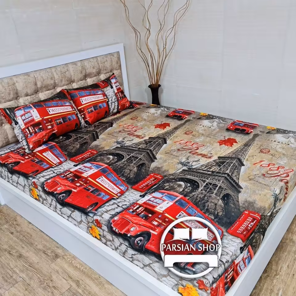 نیم ست ملحفه کشدار خوشخواب  گلدار  دونفره 3 تکه طرح لندن 
