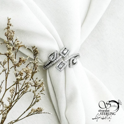 انگشتر نقره فری سایز عیار925 طرح مربع کد 14922