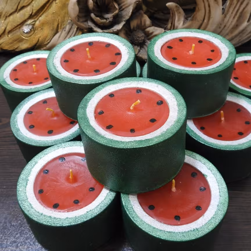 شمع مینی استوانه طرح هندوانه با رنگ متالیک ویژه شب یلدا