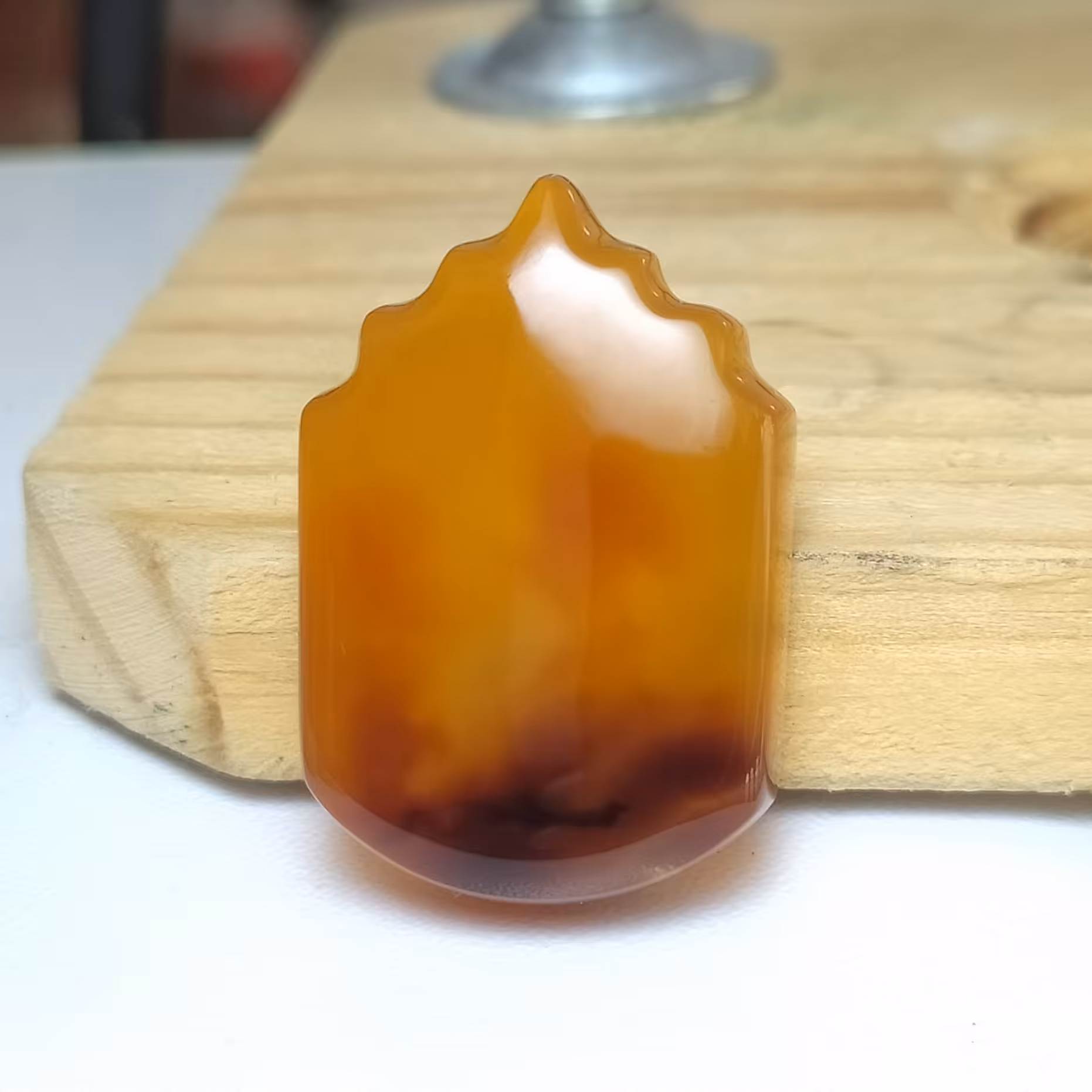 عقیق پرتقالی تراش شمسه کد 1