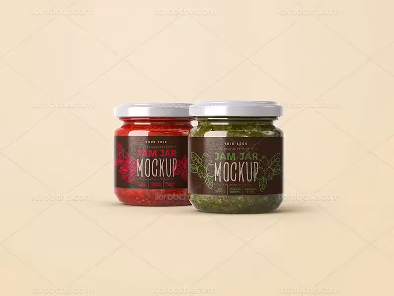 فایل موکاپ شیشه مربا لایه باز | گرافیک با طعم تربچه