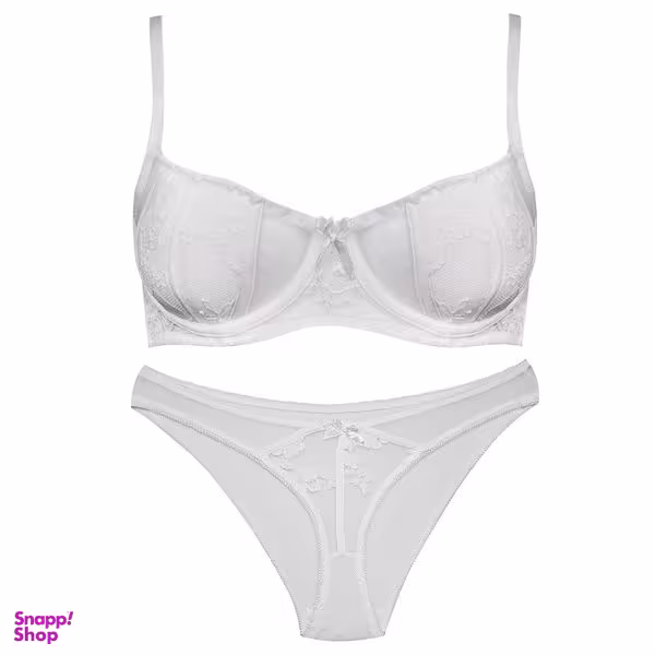 ست شورت و سوتین زنانه ماییلدا مدل فنردار گیپوری کد 4755 رنگ سفید