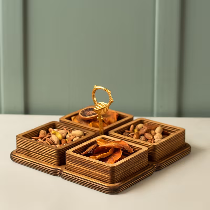 اردو خوری دسته دار 4 خونه چوبی تلما