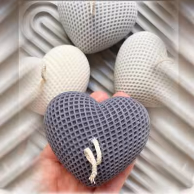 شمع طرح قلب حصیری ست 3 تایی 2058